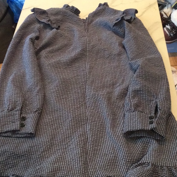 Blue checkered long sleeved collared shift dress, small. - Picture 6 of 6